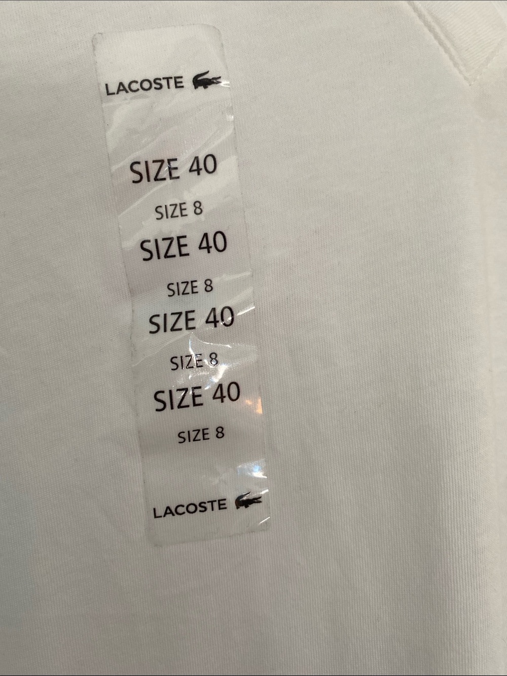 Lacoste NEW Women’s White V-Neck Short Sleeve Tee with Crocodile Logo - Picture 5 of 11